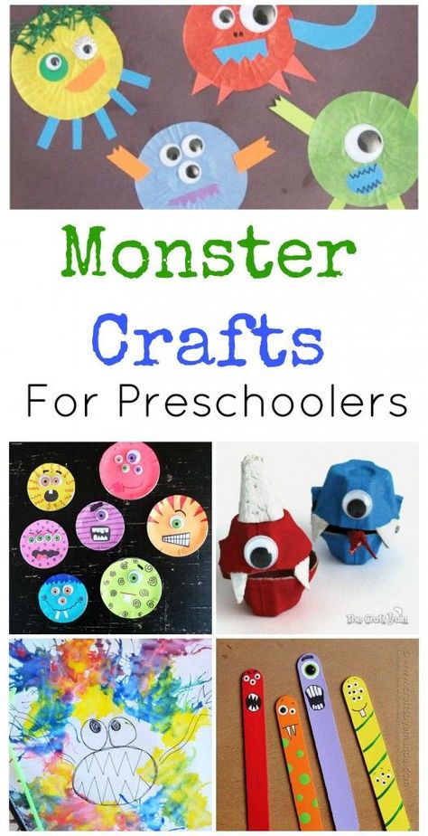 A huge collection of adorable, non-scary Monster Crafts for Preschoolers, perfect for Halloween Friendly Monster, Monster Activities, Monster Puppet, Friendship Activities, Crafts For Preschoolers, Monster Craft, Monster Crafts, Monster Theme, Halloween Preschool