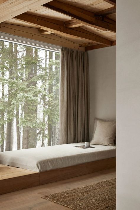 Swedish forest retreat by Norm Architects is "designed for a simple life" Swedish Forest, Minimalist Cabin, Modern Organic Design, Timber Cabin, Forest Retreat, Retreat House, Interior Minimalista, Wooden Cabins, Norm Architects