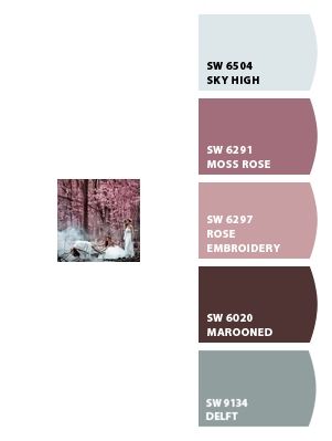 Paint colors from ColorSnap by Sherwin-Williams Rose Embroidery Sherwin Williams, Sherwin Williams Moss Rose, Mauve Wall Color, Poetry Plum, Mauve Bedroom, Mauve Walls, Dining Room Colour Schemes, Dream Home Office, Toddler Room Ideas