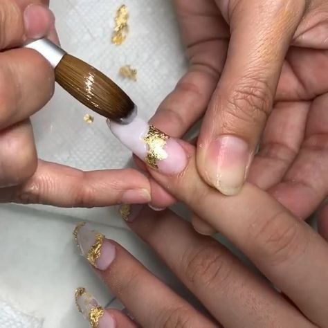 Gold Leaf+Opal Nails? Magical! 👀🦄Follow @NailBarMenu for more nail videos • • • • ➡️ Cred: @pariss_nails #NailBarMenu… Nail Videos, Opal Nails, Nail Tutorials, Gold Leaf, Opal, Instagram Photos, Instagram Photo, Nails, Makeup