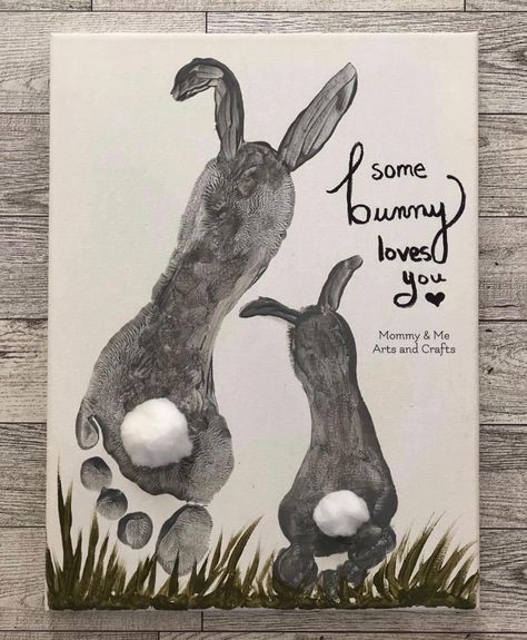 Baby Footprint Crafts, Baby Art Crafts, Easter Arts And Crafts, Baby Art Projects, Footprint Crafts, Toddler Arts And Crafts, Some Bunny Loves You, Artwork Ideas, Footprint Art