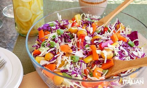 Summer Cole Slaw, Summer Slaw Recipe, Coleslaw With Vinegar Dressing, Vinegar Based Coleslaw Recipe, Asian Pasta Salads, Summer Slaw, Slow Roasted Italian, Slaw Dressing, Coleslaw Dressing