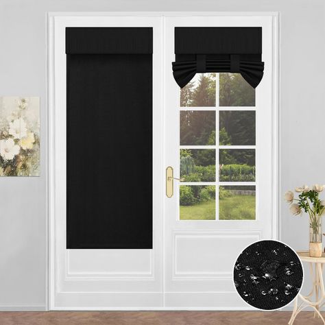 PRICES MAY VARY. PACKAGE CONTENT: 2 panels door curtains (measuring W 26" x L 68" for each), tie-up stripes, and a free adhesive strap - everything you need for effortless installation. Available in various sizes and colors, our French window curtains cater to diverse needs and preferences. EXQUISITE TOTAL BLACKOUT MATERIAL: Crafted from elegant textured linen-like fabric with a white lining on the backing, our door curtains ensure 100% blockage of bright sunlight and harmful UV rays for all col