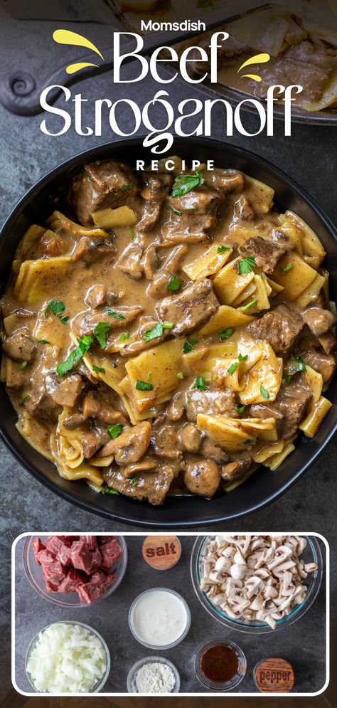 Beef stroganoff is a classic comfort food dish featuring tender beef in a creamy and flavorful sauce. Its combination of savory flavors and creamy textures, along with its versatility in serving options, makes it a favorite in many households around the world. Beef Stroganoff Pot Roast, Beef Stroganoff With Leftover Roast, Brisket Stroganoff, Beef Stroganoff With Stew Meat, Beef Stroganoff Pasta, Beef Chunks Recipes, Beef Stroganoff Instant Pot, Shaved Steak Recipe, Beef Stroganoff Sauce