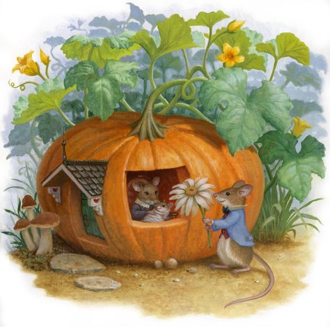 Peter, Peter by Ruth Sanderson  (http://www.goldenwoodstudio.com/index.php?mact=Album,cntnt01,default,0=19=157) Maus Illustration, Susan Wheeler, 동화 삽화, Pumpkin House, Storybook Art, Fairytale Art, Arte Fantasy, Fairy Art, Beatrix Potter