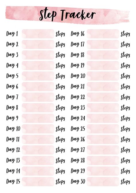 Daily Steps Tracker, Step Tracker Bullet Journal, Walking Tracker, Selflove Journey, Water Tracker Printable, Hydration Tracker, Step Tracker, Fitness Diary, Steps Tracker