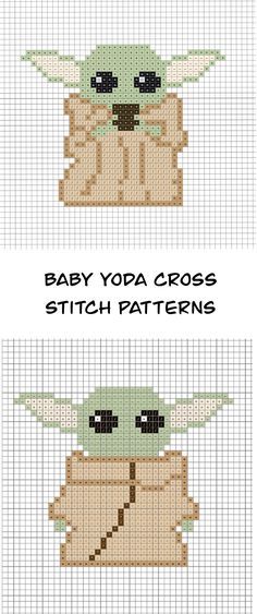 Hexagon Cross Stitch Pattern, Cute Small Cross Stitch Patterns Free, Cross Stitch Baby Patterns, Cross Stitch Patterns Small, Baby Yoda Cross Stitch, Yoda Cross Stitch, Simple Cross Stitch Patterns, Cross Stitch Patterns Free Disney, Star Wars Cross Stitch