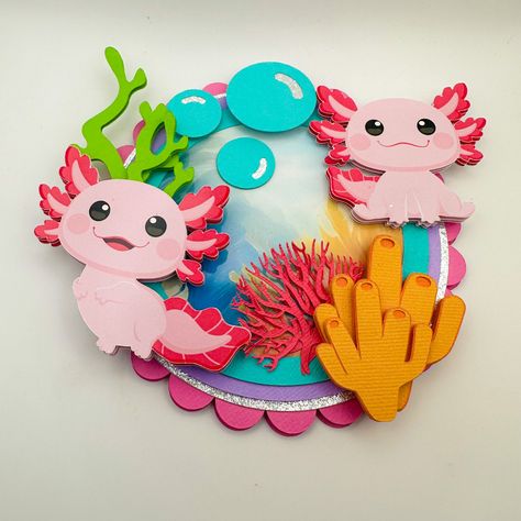 Axolotl Birthday Cake, Axolotl Cake, Anime Axolotl, Axolotl Birthday Party, Grave Arrangements, Axolotl Party, 7 Inch Cake, Axolotl Cute, Under The Sea Decorations