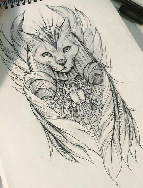 666 Tattoo, Bastet Tattoo, Egyptian Cat Tattoos, Tattoo Main, Egiptul Antic, Egypt Tattoo, Goddess Tattoo, Egyptian Cat, Cat Tattoo Designs