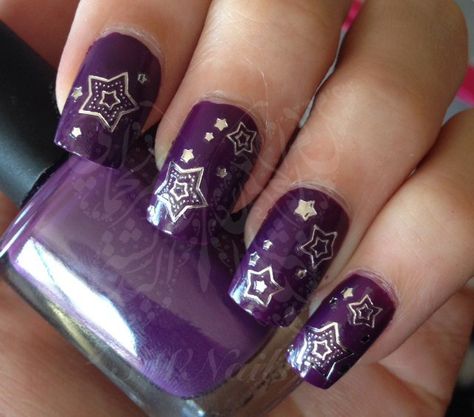 Silver Stars Nail Art Water Decals Transfers Wraps Stars Nail Art, Strawberry Nail Art, Star Nail Art, Purple Nail Designs, Clear Nail, Finger Nails, Silver Water, Stamping Nail Art, Art Water