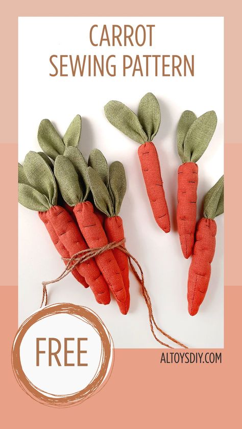 Carrot Template, Fabric Carrots, Sewing Pattern Free, Paper Decorations Diy, Needle Books, Handmade Stuffed Animals, Doll Diy Crafts, Doll Sewing, Spruce Up Your Home