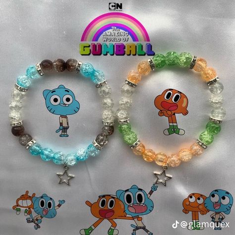 Gumball And Darwin Bracelets, Matching Character Bracelets, 3 Matching Bracelets, Character Themed Bracelets, Matching Pony Bead Bracelets, Bracelet Ideas Characters, Cartoon Bracelet Ideas, Braclets Ideas Beads Easy, Matching Bracelet Ideas