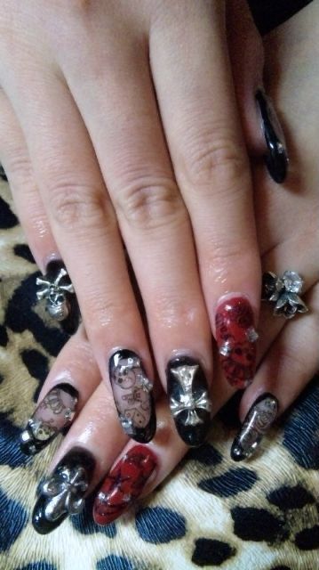 Gyaru Nails, Goth Nails, Grunge Nails, Really Cute Nails, Fire Nails, Dream Nails, Funky Nails, Pretty Acrylic Nails, Dope Nails