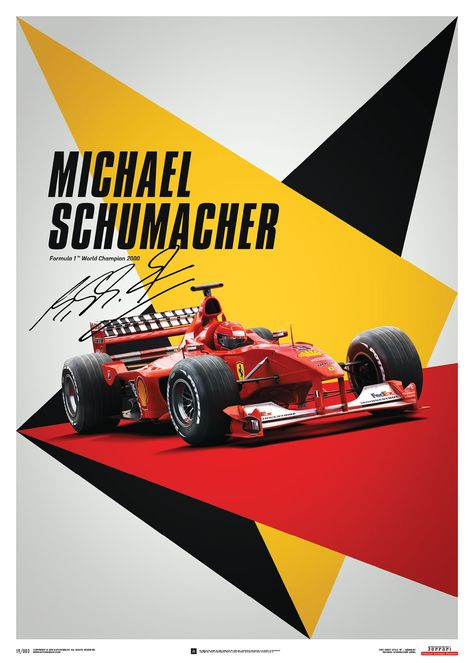 Crossing The Line, Raising The Bar on Behance Michael Schumacher, Racing Car, Race Car, Ferrari, Yellow, Red