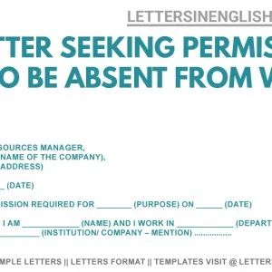 Letter Seeking Permission to be Absent from Work - Sample Letter Asking Permission Permission Letter Sample For School, Absent Letter, Absent From School, Request Letter, Ms Mr, Family Tour, Letter To Yourself, Letter Sample, English Letter