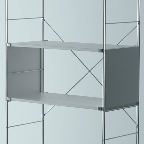 Frames are available in steel and stainless steel - Unit Shelf | Compact Life | MUJI Sheet Metal Art, Metal Shelving Units, Metal Rack, Aluminum Extrusion, Metal Shelves, Metal Furniture, Interior Furniture, Objects Design, Office Design