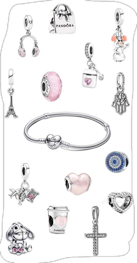 Pink Pandora Charms, Pandora Charms Pink, Pandora Bracelet Charms Ideas, Pandora Bracelet Designs, Dream Bracelet, Pandora Jewelry Charms, Charms Pandora, Pandora Bracelet Charms, Aesthetic Cute