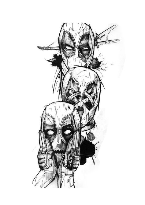 Tattoo Art Drawings Sketches, Deadpool Tattoo, Sketch Style Tattoos, Deadpool Art, Comic Tattoo, Marvel Tattoos, Muster Tattoos, Sketch Tattoo Design, Tatuaje A Color