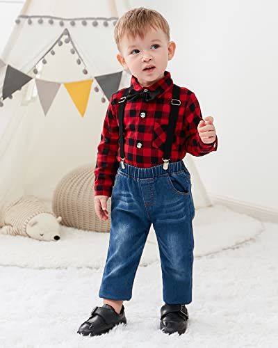 Toddler Boys Gentleman Outfits Suits, Baby Tuxedo Long Sleeve Shirt Party Clothes Set+ Suspender Pants +Bow Tie 12 Months-5T Red Baby Tuxedo, Gentleman Outfit, Suspender Pants, Party Clothes, Clothes Set, Toddler Boys, Bow Tie, Party Outfit, Long Sleeve Shirt