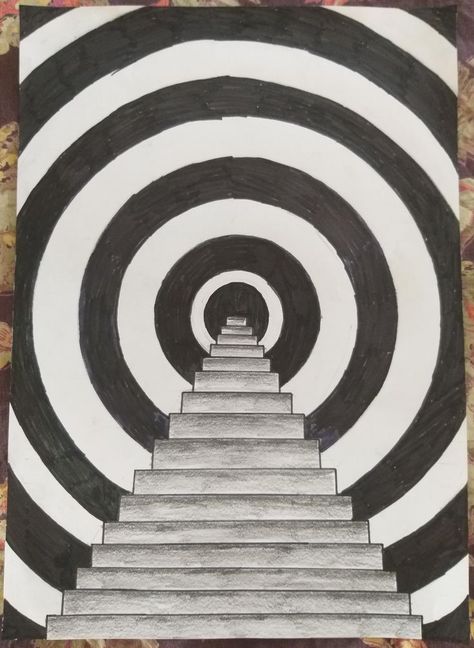 Illusions Art, Optical Illusion Drawing, Illusion Drawings, Optical Illusions Art, Concentric Circles, Free Hand Rangoli, Free Hand Rangoli Design, 3d Drawings, Illusion Art