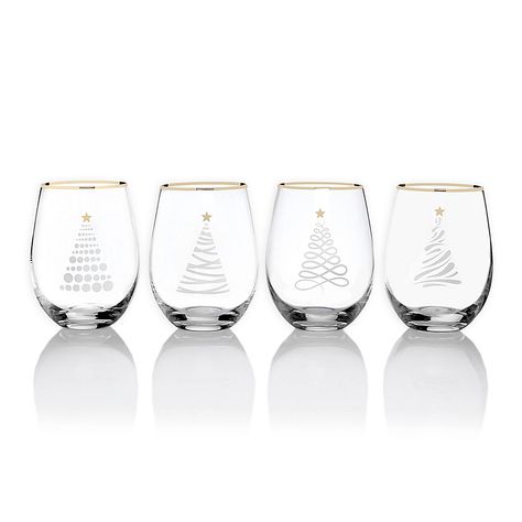 Different Christmas Trees, Christmas Tree Images, Christmas Tree Tops, Modern Christmas Tree, White Wine Glasses, Christmas Tabletop, Wine Set, Painted Wine Glasses, Holiday Christmas Tree