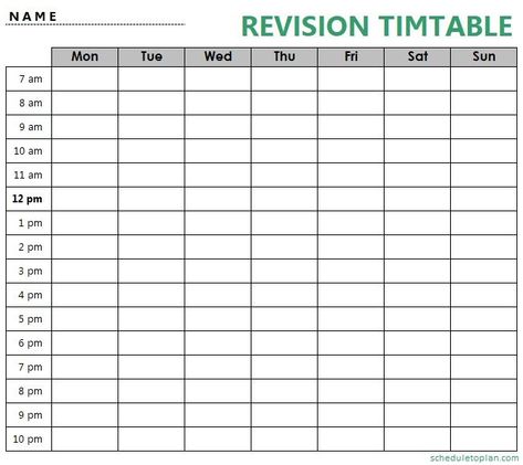 Revision Timetable Template Printable Free | Study Planner inside Blank Revision Timetable Template – 11+ Professional Templates Ideas plannerdeestudosgratis #routineplanner #printablemealplanner🆗 Free Study Planner, Revision Timetable Template, Revision Timetable, Study Planner Printable Free, Planner For Students, Exercise Log, University Rooms, Revision Tips, Study Timetable