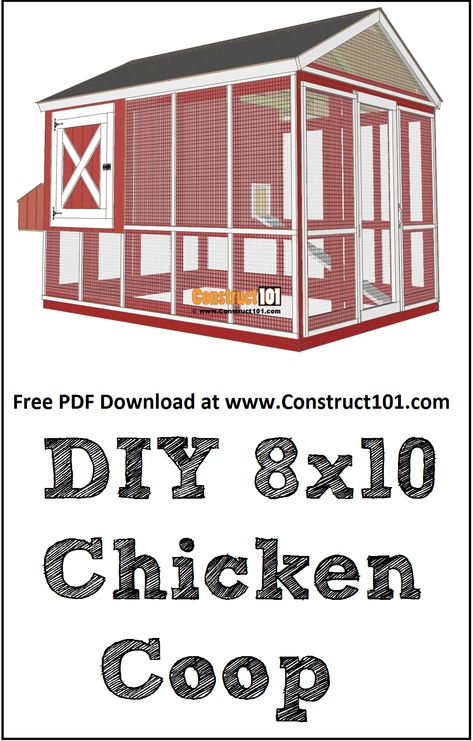 Chicken Coop Plans With Material List, 6 X 8 Chicken Coop Plans, Chicken House Blueprints, Large Coop Plans, Hen House Diy How To Build, 10 X 10 Chicken Coop Plans, Walk In Coop Plans, Diy Chicken Coop Plans Step By Step, Chicken Coop Dimensions