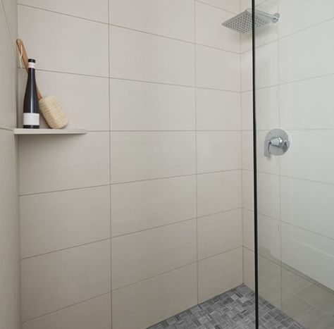 Straight Stack Tile Rectangle Bathroom Tiles, Straight Stack Shower Tile, Stacked 12x24 Shower Tile, 12x24 Shower Wall Tile Horizontal Stacked, Straight Stack Tile, Stacked Subway Tile Bathroom, Understairs Ideas, Stacked Tile, Large Tile Bathroom