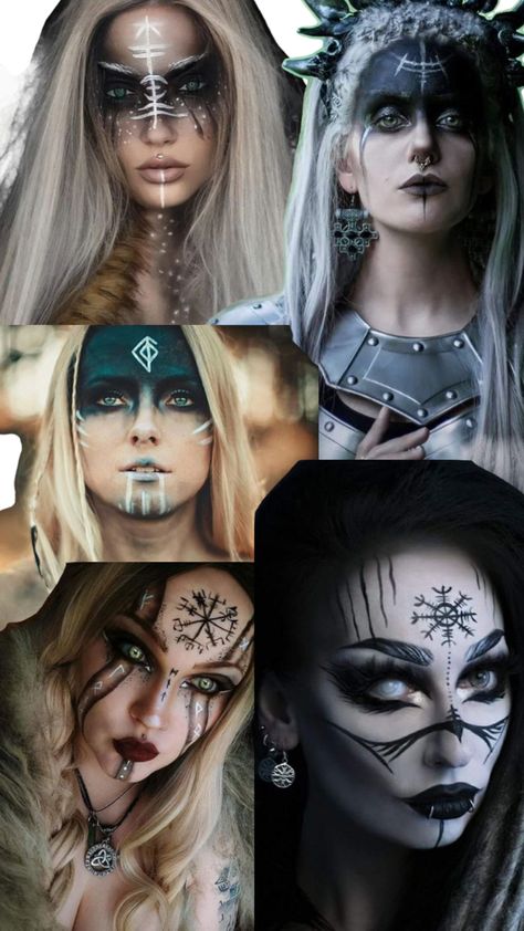 Pagan Makeup, Viking Face Paint, Warrior Makeup, Beetlejuice Halloween Costume, Viking Makeup, Vikings Halloween, Viking Warrior Woman, Halloweenský Makeup, Makeup Pictorial