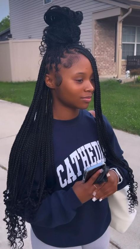 Cute Box Braids, Long Box Braids, Box Braids Hairstyles For Black Women, Cute Braided Hairstyles, Braided Cornrow Hairstyles, Cute Box Braids Hairstyles, Quick Braided Hairstyles, Protective Hairstyles Braids, Pretty Braided Hairstyles