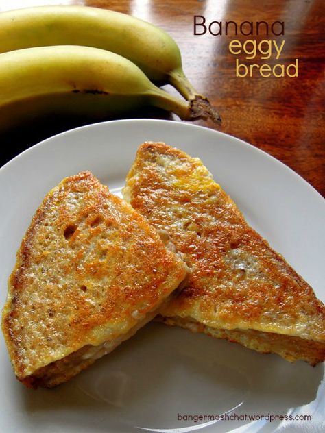 Egg Bread Toast, Mum Making, Eggy Bread, Poached Egg Recipe, Toddler Lunch, Banana Sandwich, Bangers And Mash, Toddler Lunches, Banana Breakfast