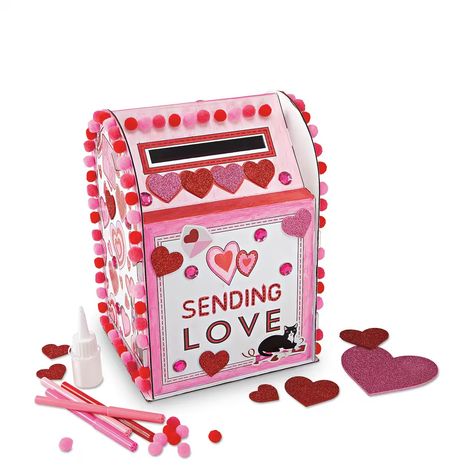 Valentine's Day Mailbox Craft Kit by Creatology™ | Michaels Heart Valentines Box For Kids, Valentine Mailboxes For Kids Classroom, Valentine’s Day Mailboxes For Kids, Valentines Mailbox For Kids, Sv Valentin, Valentines Boxes For Kids School, Valentine Mailbox Craft, Mailboxes Ideas, Mailbox Craft