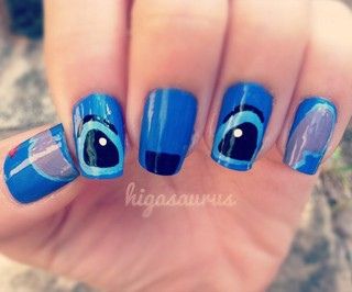 Nails Art| Nails Polish Stitch Stitch Nails, Disney Nail Designs, Nail Art Disney, Nails Tumblr, Super Nails, Nails For Kids, Blue Nail, Disney Nails, Cute Nail Art