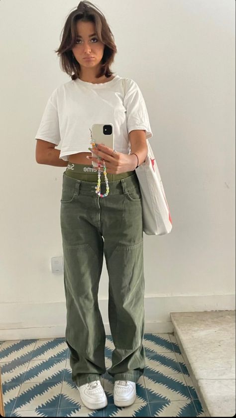 Dickies Folded Waist, Gorpcore Streetwear, Granola Girl, Pine Green, Zara Kids, Streetwear Fashion Women, Earth Tones, Streetwear Fashion, Cargo Pants