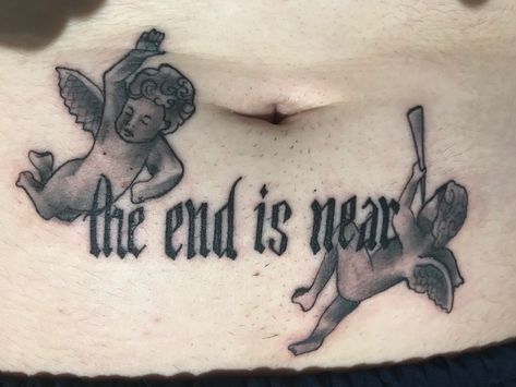 Angels tattoo, The end is near Tattoo The End Is Near Tattoo, The End Tattoo, Tattoo Angels, Angels Tattoo, The End Is Near, Angel Tattoo, Body Mods, Fish Tattoos, Jesus Fish Tattoo