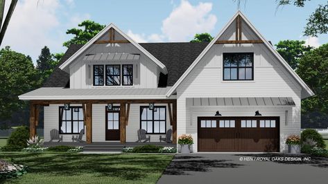 Modern 4-Bedroom 2-Story Farmhouse with 2-Story Great Room and Main-Floor Master Suite (Floor Plan) New England Modern House, 2 Story House With Basement Floor Plans, Suite Floor Plan, Master Suite Floor Plan, 2 Story Farmhouse, Housing Plans, Waterfront House, Siding Options, Houses Plans