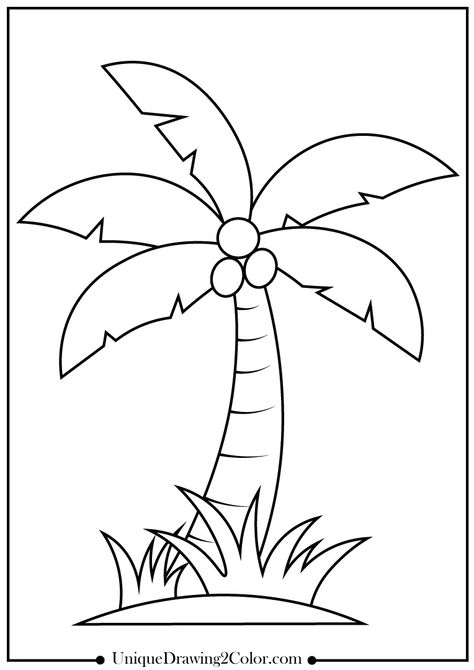 Palm Tree Coloring Pages - Free Printable Palm Tree Coloring Pages Free Printable, Palm Tree Coloring Page, Trees Coloring Pages, Palm Tree Sketch, Palm Tree Clip Art, Baby Elephant Drawing, Cute Art Projects, Fruit Coloring, Palm Tree Drawing