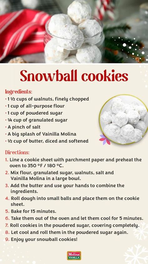 Coconut Snowballs Recipe, Pb Bars, Wedding Cookies Recipe, Pecan Snowballs, Snowball Cookie Recipe, Snow Balls, Christmas Baking Recipes, Snowball Cookies, Christmas Cookie Exchange