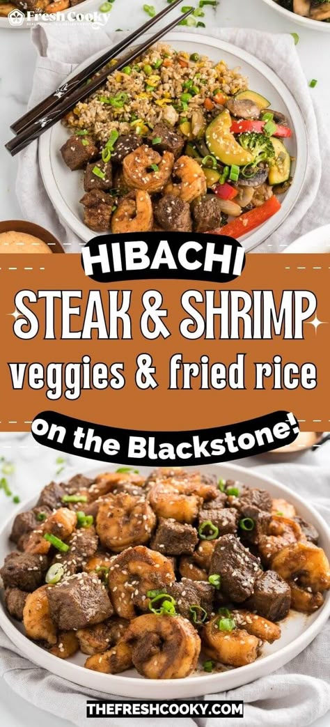 Easy Hibachi Steak, Hibachi Steak And Shrimp Recipe, Blackstone Hibachi, Easy Hibachi, Hibachi Shrimp, Hibachi Vegetables, Hibachi Steak, Hibachi Recipes, Beef Ideas