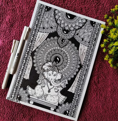 Ganesh Chaturthi mandala. Black and white mandala.Intricate mandala. Ganesha mandala Ganesh Chaturthi Mandala Art, Lord Ganesha Mandala Art, Ganesh Mandala Art, Ganpati Mandala, Ganesha Mandala Art, Mandala Intricate, Ganesh Chaturthi Drawing, Ganesh Mandala, Ganesha Mandala