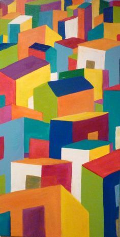 Acrylic Painting Buildings, Geometric Painting Ideas, Abstract Architecture Painting, Abstract Acrylic Painting Inspiration, Acrylic Painting Landscape, Geometric Abstract Painting, Abstract Architecture, Landscape Acrylic, Abstract Acrylic Painting