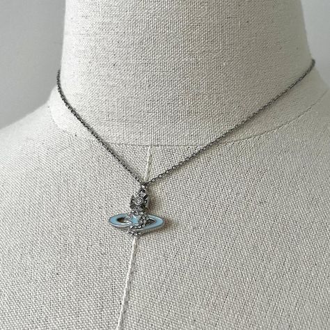 my favorite Vivienne Westwood baby blue orb necklace... - Depop Blue Vivienne Westwood, Orb Necklace, Vivienne Westwood, Baby Blue, Original Box, My Favorite, Pouch, Blue, Quick Saves