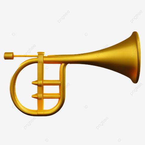 trumpet golden 3d trumpet 3d horn png Transparent Image, Png Transparent, Free Png, Png Image, Horn, Free Download, Resolution, Clip Art, For Free