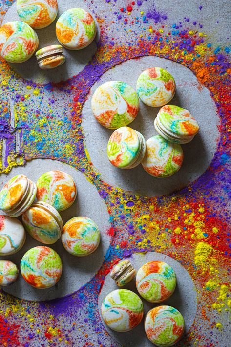 Rainbow Macarons, Rainbow Macaroons, Indian Flavor Macarons, Pride Macarons, Macaroons Rainbow, Diwali Sweets, Microwave Bowls, Cake Logo, Indian Dessert Recipes