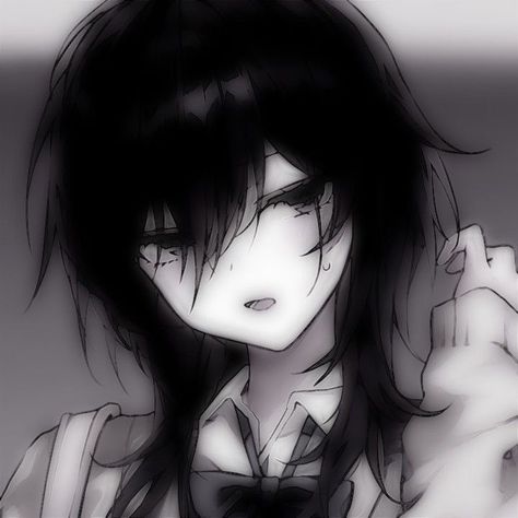 Cute Emotes, Anime Black Hair, Girls With Black Hair, Anime Cover Photo, Gothic Anime, Cute Anime Profile Pictures, Anime Monochrome, Make Friends, Girl Short Hair