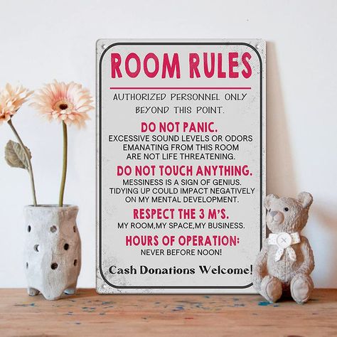 Bedroom Door Decor, Signs Of Genius, Art Room Rules, Teen Girls Bedroom, Room Decor Girl, Room Rules, Teen Girl Room Decor, Girl Room Decor, Teen Girl Room