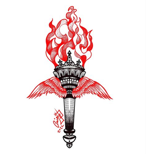 Heart Torch Tattoo, Red Tattoo Sketch, Torch Tattoo Design, Hand Holding Torch, Torch Tattoo, Grey Mood, Tattoo Perna, Vintage Tattoo Art, Bottle Tattoo