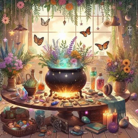 Art by Dreamy Witch Flower Witch Aesthetic, Spring Witch Aesthetic, Cute Witch Aesthetic, Fairy Witch Aesthetic, Pastel Witch Aesthetic, Witch Spring, Spring Witch, Plant Witch, Witch School