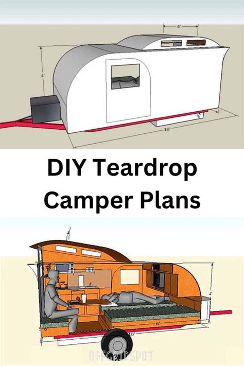 17 Free Teardrop Camper Plans (PDF Downloads) | OffGridSpot.com Micro Camper Trailers, Teardrop Trailer Interior, Teardrop Camper Interior, Tiny Camper Trailer, Diy Trailer, Camping Vans, Diy Teardrop Trailer, Teardrop Trailer Plans, Building A Teardrop Trailer