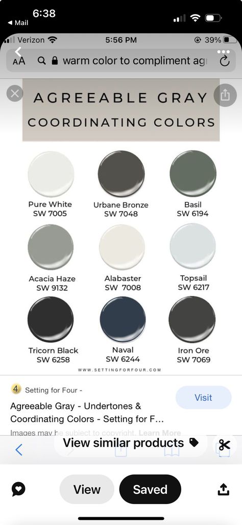 Agreeable Gray, Iron Ore, Coordinating Colors, Black Iron, Pure White, Color Set, Warm Colors, Home Remodeling, The House